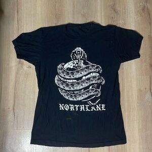 Northlake Band T-Shirt.‎ Black Rattlesnake. Size Medium. Bleach stain. Well worn